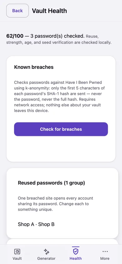 Vault Health on a phone.